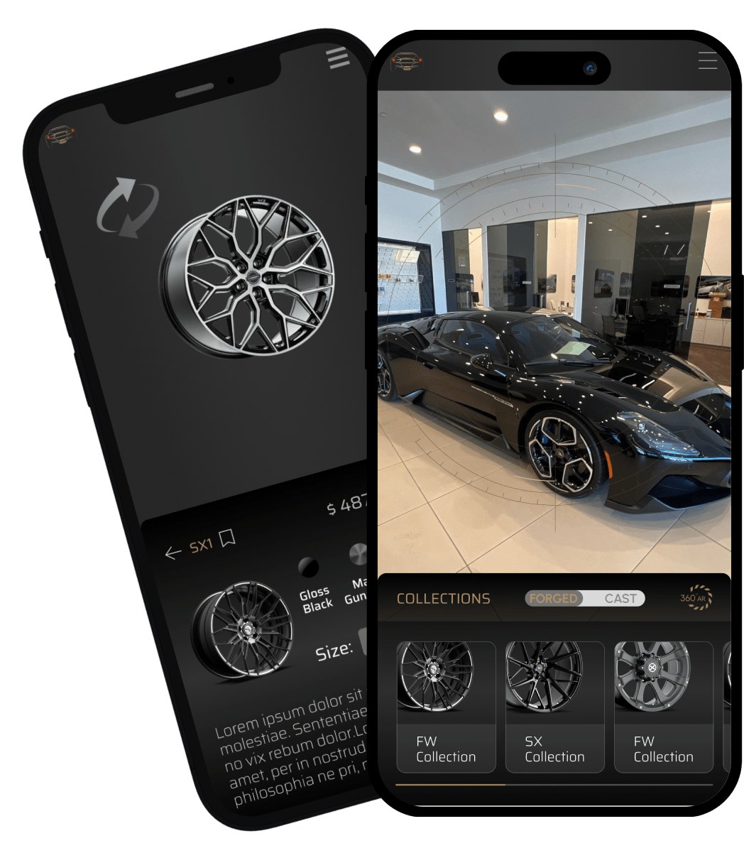 Carstom AI wheel fitting on phone